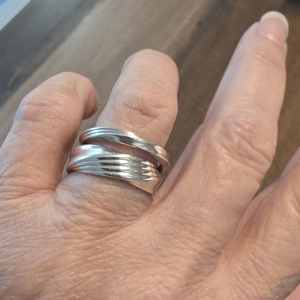 PANDORA SET OF TWISTED STACKING RINGS 925 ALE STERLING SILVER SIZE 7 - Picture 7 of 7